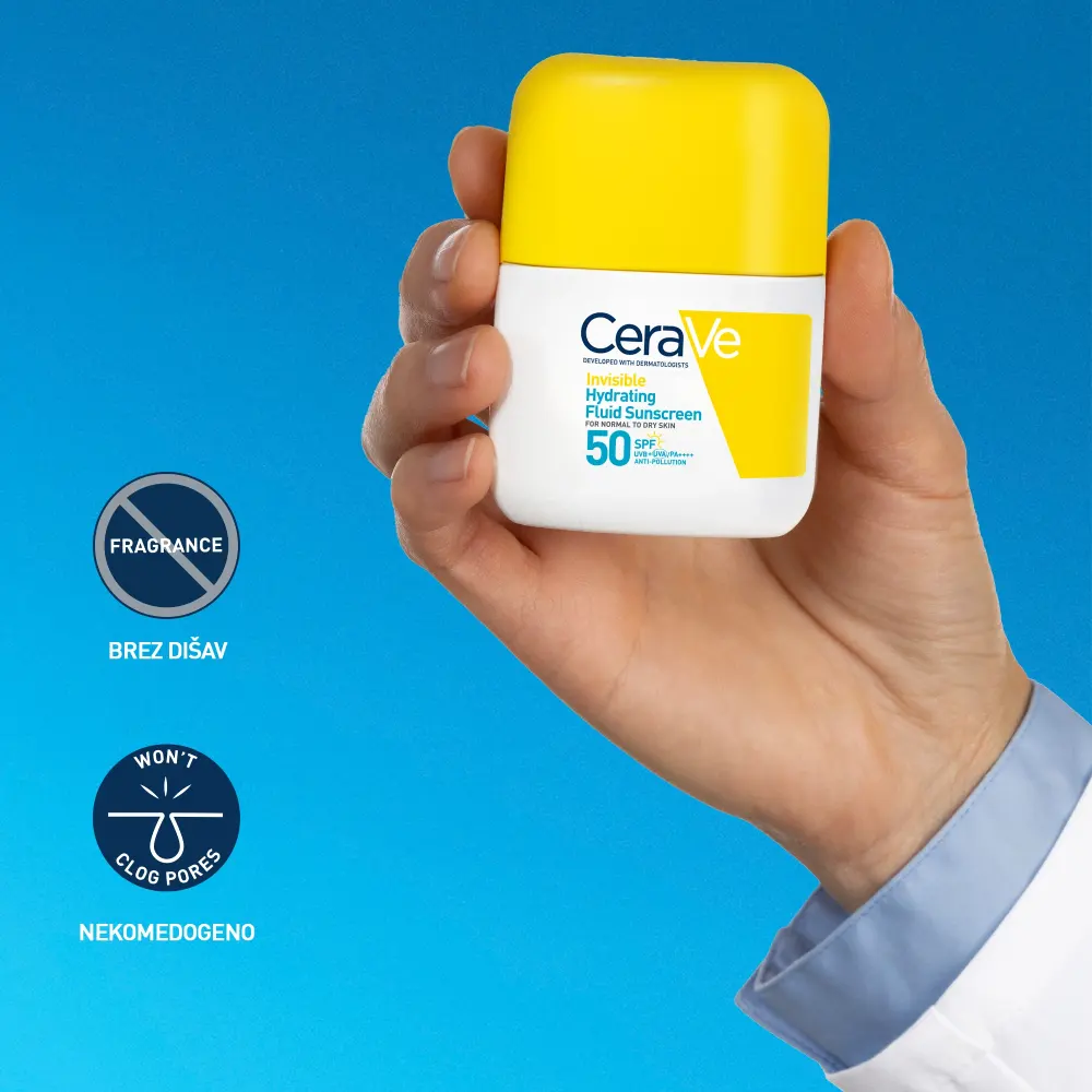 CeraVe Sun, nevidni vlažilni fluid za zaščito pred soncem - ZF50 (50 ml)